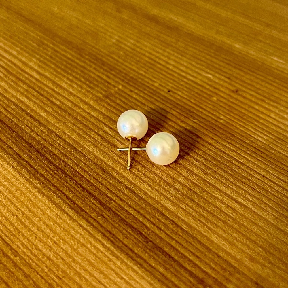 12mm Freshwater Pearl studs 14k gold